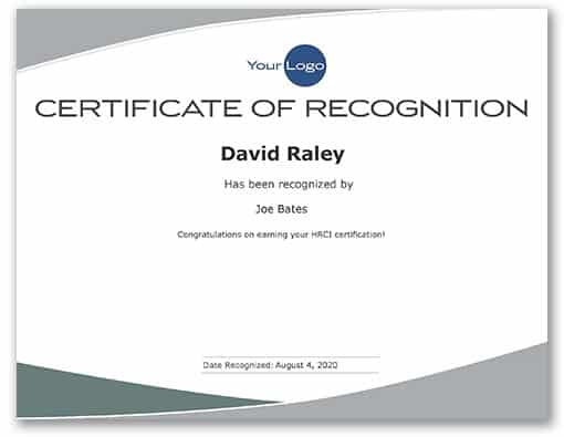 Preview of certificate of recognition