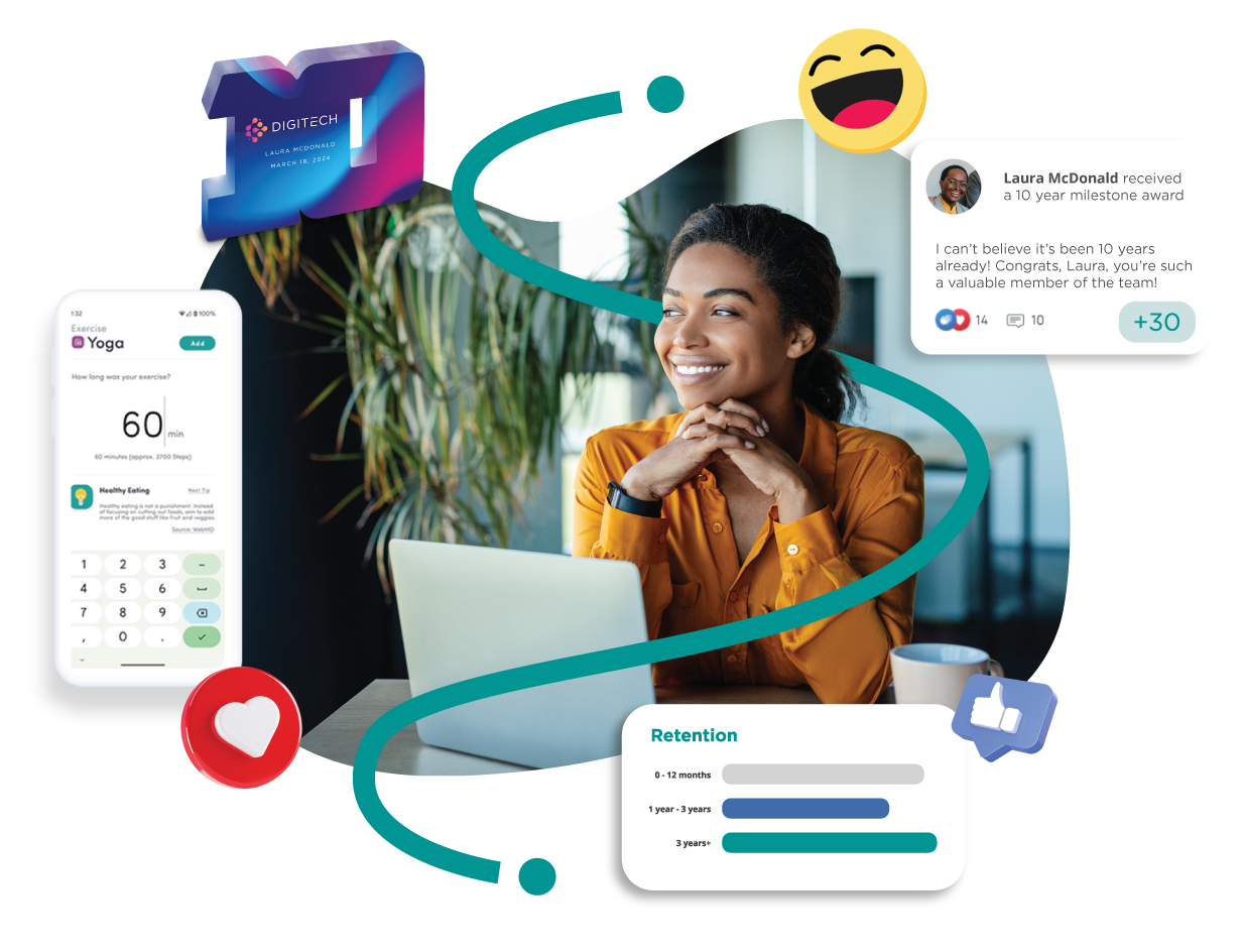 Terryberry's holistic employee engagement platform combines a powerful employee recognition program, employee wellness and step challenge programs, and employee engagement surveys + pulse surveys - all in one place.