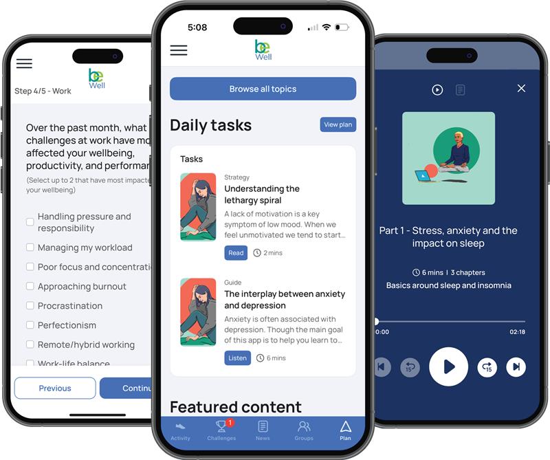 Be Well well-being workshops app